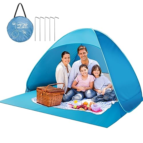 Catálogo de Tiendas de maletas , tabla con los diez mejores. 50 Carpa de Playa, Refugio de Sol de Playa Desplegable para 3 Personas, Tienda de Playa con Protección Solar UV, Carpa de Playa Portátil con Bolsa de Transporte y Estacas, Apto...