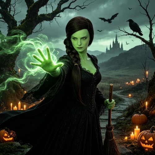 Image of S-noilite Long Black Brown Braid Witch Wig for Women Halloween Cosplay Wig
