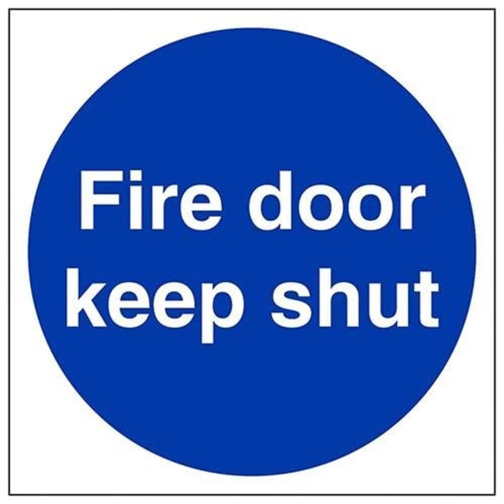 V Safety Fire Door Keep Shut Mandatory Sign - 150mm x 150mm - 1mm Rigid Plastic