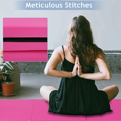 Miniatura 5 de Colchoneta de gimnasia para gimnasio en casa, plegable, portátil, de 6 x 2 x 2 pulgadas, extra gruesa, con asas de transporte, para niños y adultos,