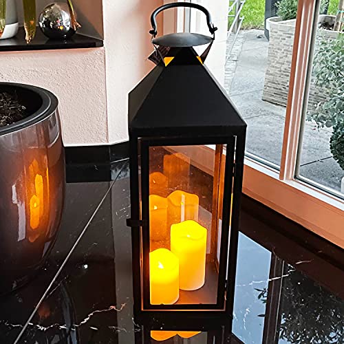 XXL Luxus Gartenlaterne aus Metall Windlicht Laterne Glas H54 cm...