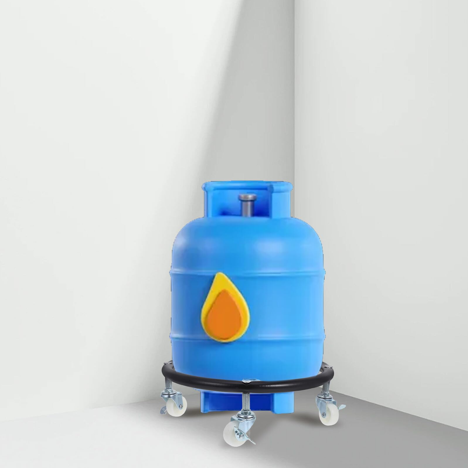 Beweglicher Propangasflaschenhalter mit Rädern Stabiler Gasflaschenhalter aus Sicherer Zylinderhalter für Propanbehälter für Küche und Outdoor Schwarz