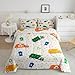 Garbage Truck Comforter Set,Cartoon Trash Truck Bedding Set for Kids Girls Women,Adults Green Yellow Vehicle Car Comforter,Garbage Truck Quilted Duvet Set Bedroom Collection Twin Size 2Pcs