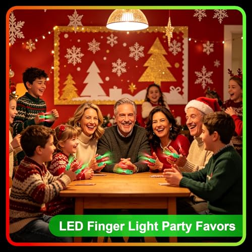 Mikulala 100pcs Christmas Party Favors, Green and Red Finger Lights, Glow in the Dark Party Supplies for Kids Adults, LED Flashlights Christmas Goodie Bag Stuffers, Carnival Concert Gifts Accessories by Mikulala - Used condition - Image 4