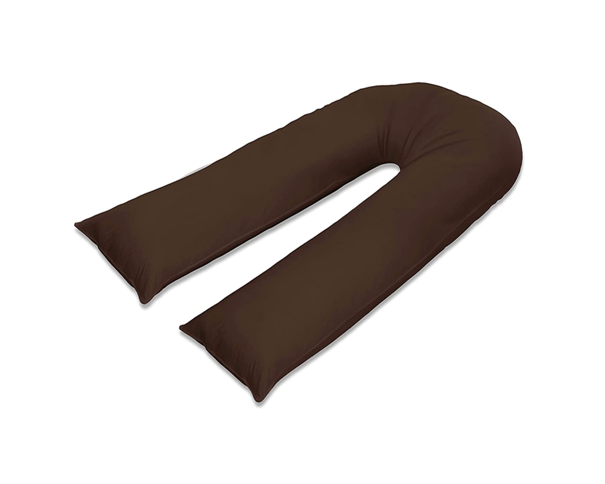 100% Pure Cotton Case 9ft Long Luxurious U-Shaped Pregnant Body Pillows Filled With Hollowfiber – Comfortable Sleeping Maternity Pillows For Back And Belly Support (Chocolate)