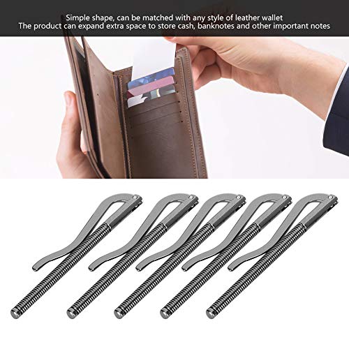 5Pcs Money Cash Clip, 85mm Electroplated Steel Wallet Spring Clip High Hardness Wallet Purse Leather Craft Tools Credit Card Holder (c)3