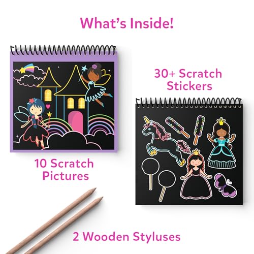 Image of Skillmatics Scratch Art Book for Kids - Unicorns & Princesses, Craft Kits & Supplies, 30+ Scratch Stickers, Travel Toys, DIY Kit, Gifts for Girls & Boys Ages 3, 4, 5, 6, 7, 8