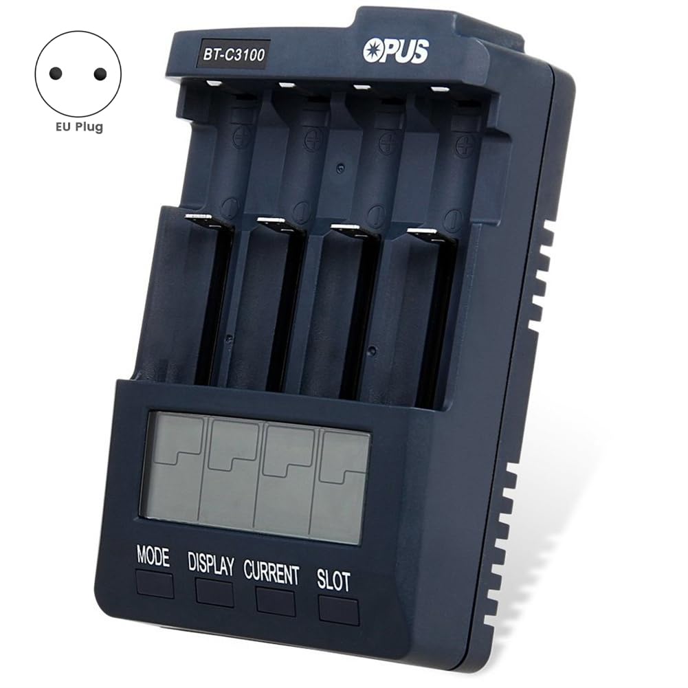 BT-C3100 Adaptador de Cargador de Batería Universal Inteligente de 4 Ranuras para Baterías Recargables de Iones de Litio Enchufe UE