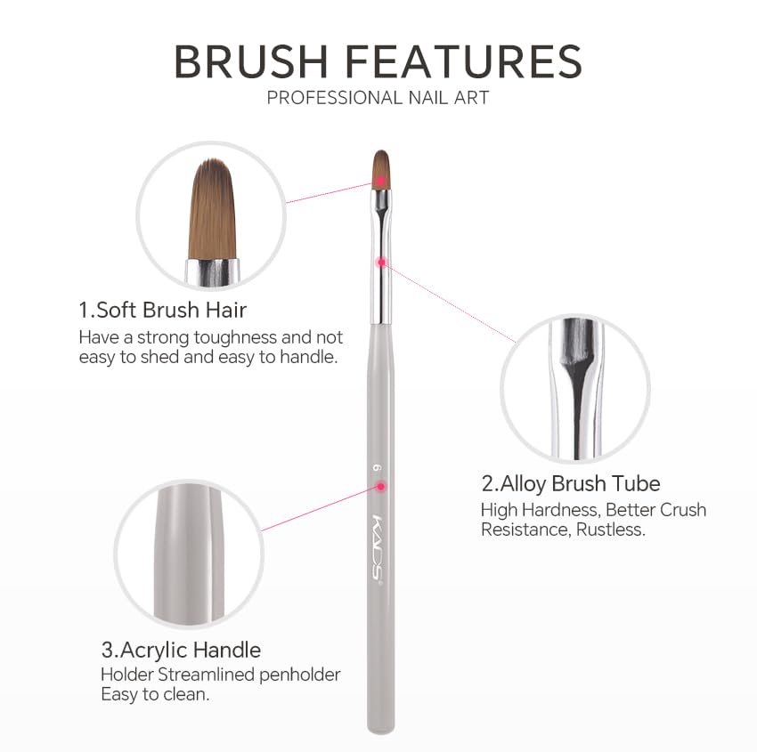 KADS 9-Piece Nail Art Brush Set, Gel Nails Brush Set, 9 Pieces, Nail Design, Nail Gel Brush - Image 3