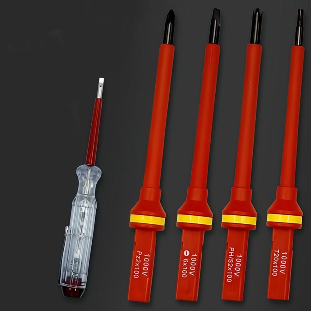 Ensemble de tournevis isolés 1000 V, kit d'outils d'électricien certifié VDE pour travaux électriques, 33 cm avec embouts magnétiques et poignée remplaçable
