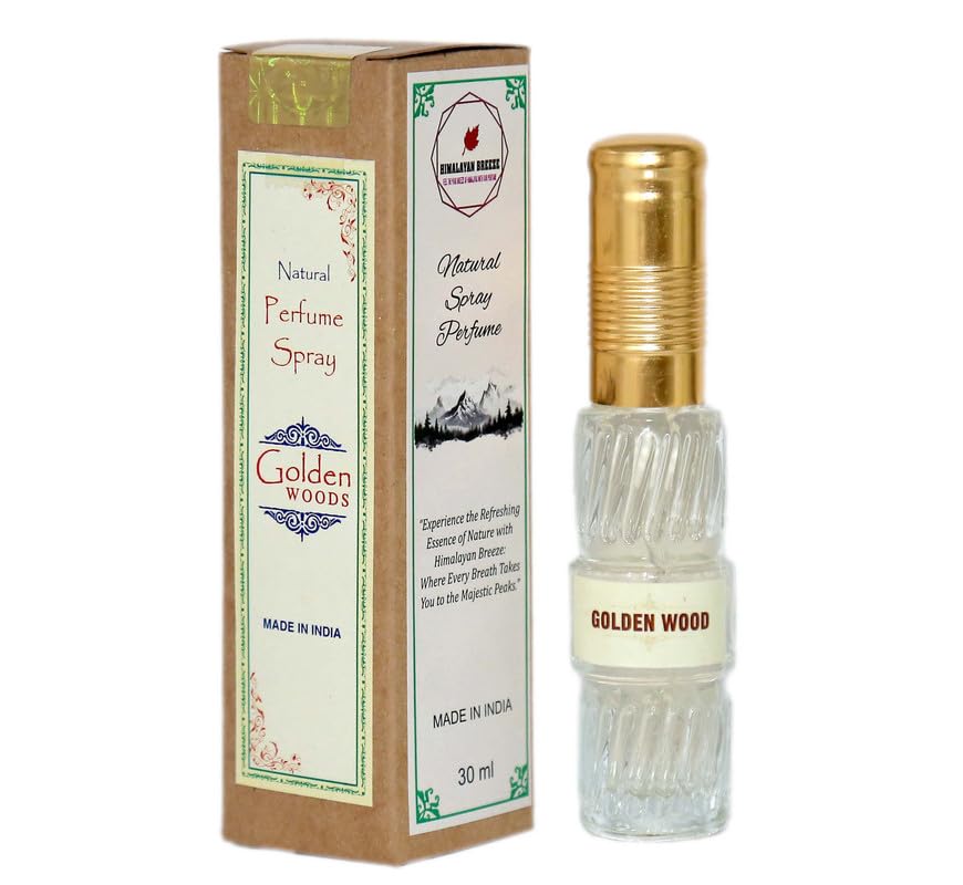 Image of Himalayan Breeze Natural Spray Perfume Golden Wood - Long-Lasting, Skin-Friendly Unisex Fragrance, Pack of 3 (30ml Each)