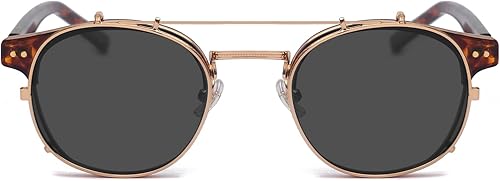 Miniatura 9 de Dollger Double Lens Flip up Clip On Sunglasses Steampunk Style and Round Purple red Glasses for Men Women