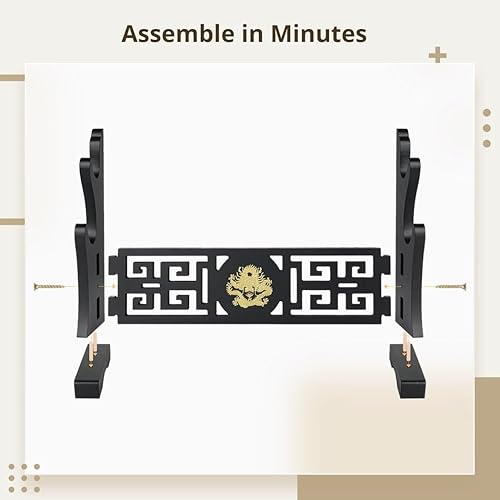 Miniatura 6 de Five-Clawed Loong Wooden Sword Holder, Classical Chinese Stand for Swords, Dual-Layer Display Rack for Katanas, Wakizashis, and Lightsabers