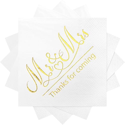 Paquete de 100 servilletas de cóctel de papel con diseño dorado, cena formal, aniversario, servilletas de boda para mesas, habitaciones de