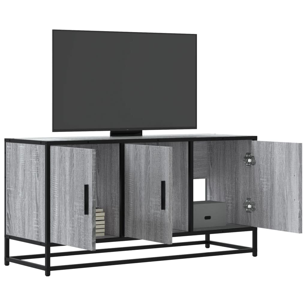 Meuble TV moderne gris Sonoma 100x35x50 cm buffet de salon bas en bois