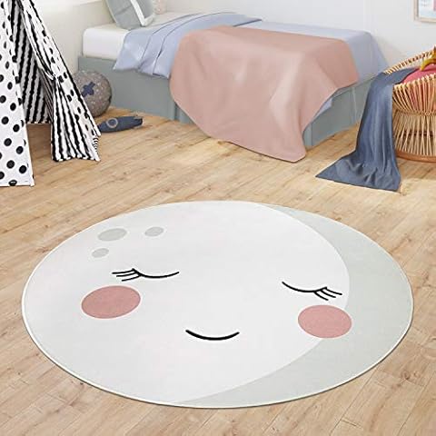 TT Home Alfombra Infantil Redonda Luna Crema Ø 120cm Cover