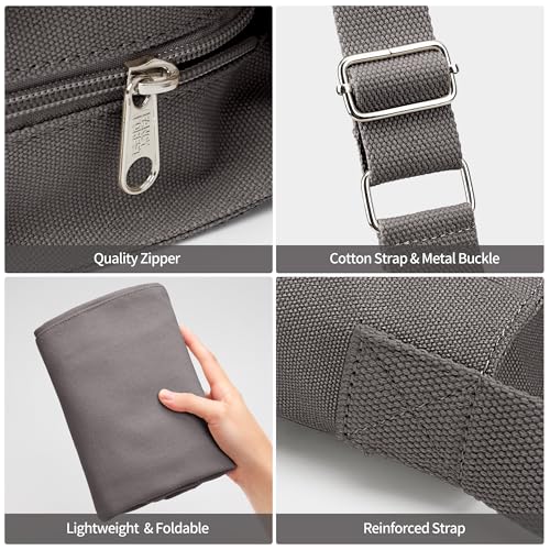 Image of KALIDI Canvas Tote Bag Zipper Large Crossbody Shoulder Bag Messenger Bag