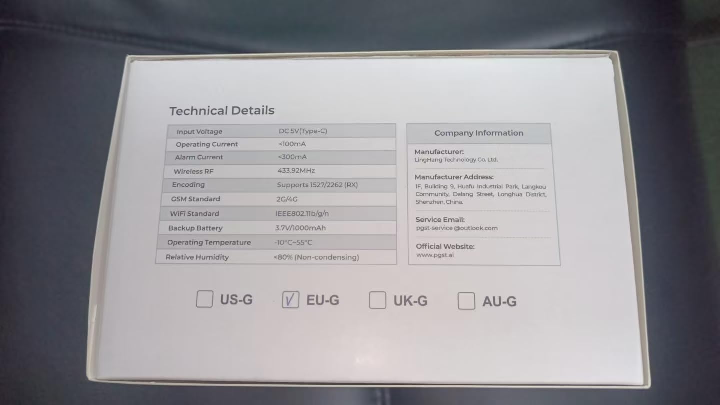 PGST Alarmanlage Haus,4G GSM/WiFi Alarmanlage mit Tür-Alarmsensoren, Bewegungssensoren, App-Echtzeitbenachrichtigungen, Keine monatlichen Gebühren