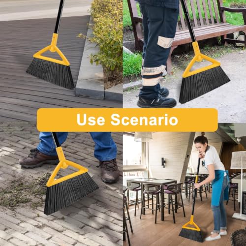 Image of Heavy Duty Yellow Angle Broom with Long Handle - 3 Pack