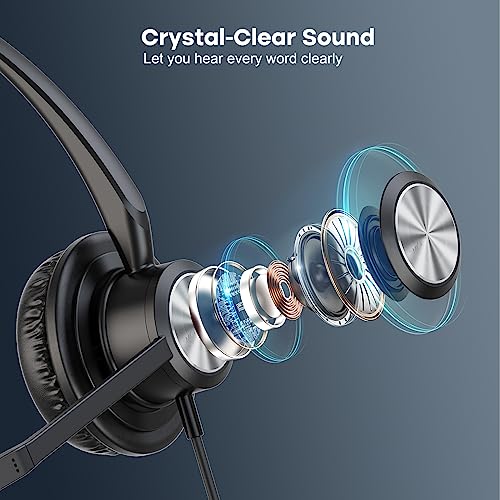 image for MKJ Cisco Phone Headset Corded RJ9 Telephone Headset with Noise Cancel