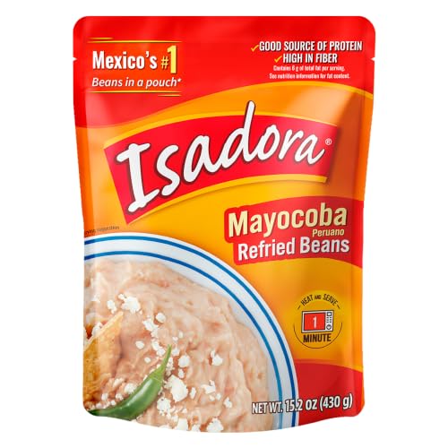 Image of Isadora Refried Mayocoba Beans Pouch, Mexican Food Ready-to-Eat 15oz (6-Pk)