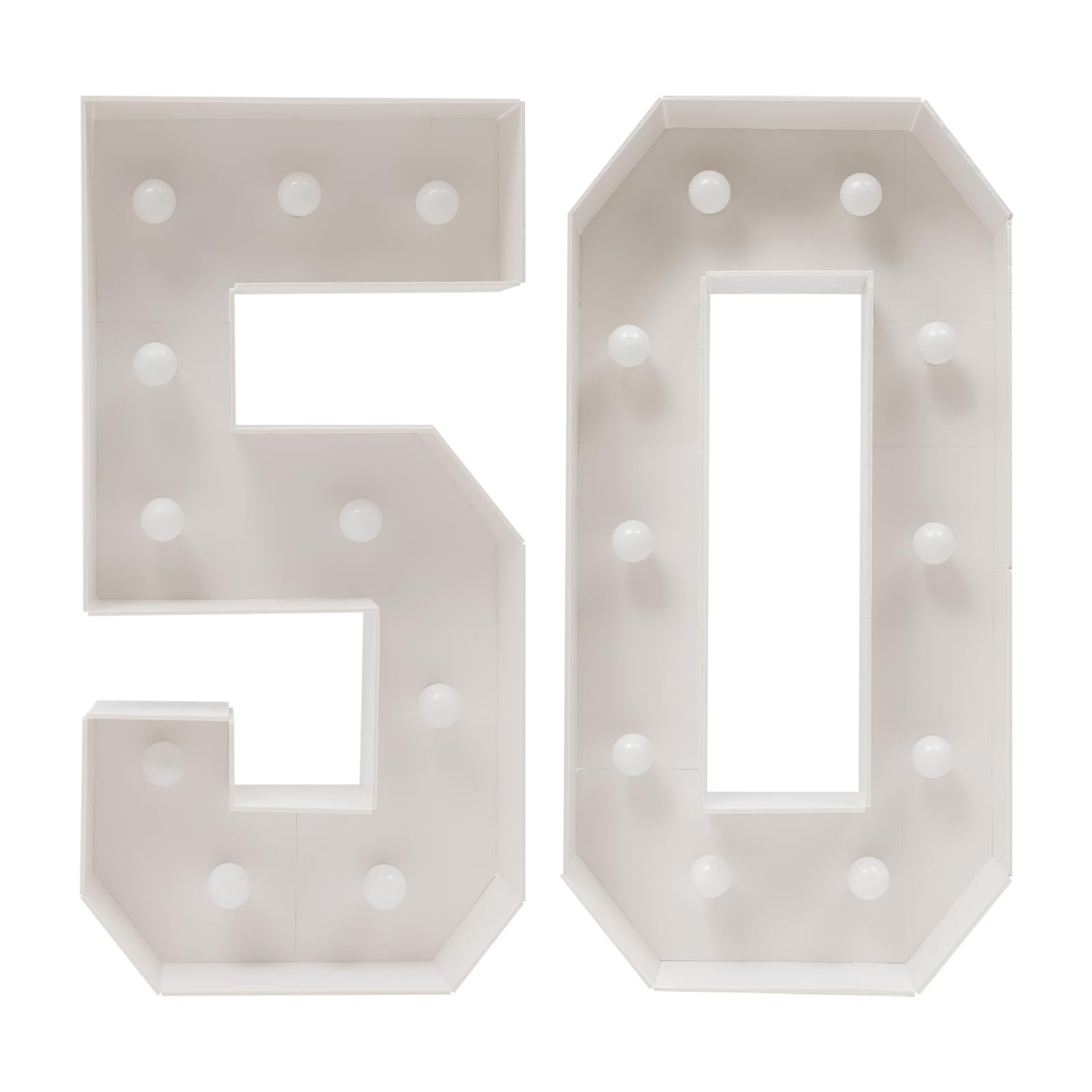 Letra luminosa, número luminoso gigante, número de luces de cumpleaños para iluminar 20 bombillas 2000-3000 K, funciona con pilas, para cumpleaños, fiestas, decoración de fondo (50)
