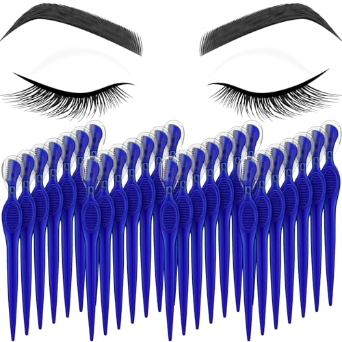 Mudder 28 Pcs Eyebrow Razors Facial Shaver Trimmer,Royal Blue