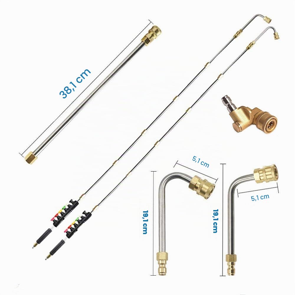 Tiges d'extension pour nettoyeur haute pression - Outils de nettoyage pour nettoyeur haute pression de 120 pouces, lance rechange télescopique, conseils pour buses nettoyage vitres