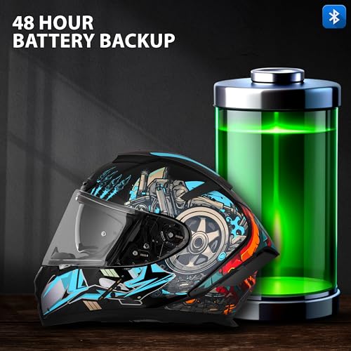 Image of Steelbird SBH-32 Trickster Bluetooth ISI and Dot Certified Full Face Helmet for Men and Women with Inner Smoke Sun Shield