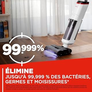 Polti Rollysteam WD50C sans Fil, Nettoyeur de Sols avec Fonction Vapeur, Aspirateur Sec et Humide, 450 W, Nettoyage Complet en Une Seule Étape, Autonettoyant, Blanc