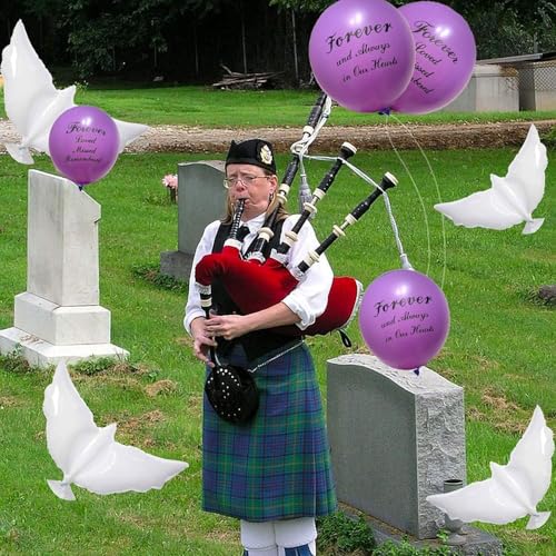Image of 26 Pieces Purple Memorial Funeral Remembrance Balloons and 41.3 Inch Peace Dove Balloons for Release in Sky,Condolence, Funeral, Anniversary, Memorial Services