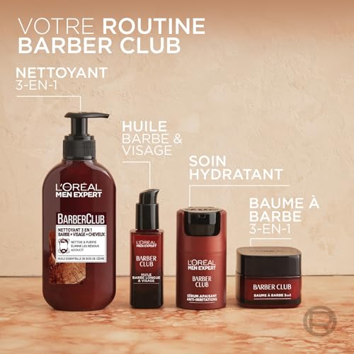 L'Oréal Men Expert BarberClub- Crème Nourrissante pour Barbe & Visage - Texture Légère & Non Grasse - Absorption Rapide - À l'Huile Essentielle de Bois de Cèdre - 50 ml