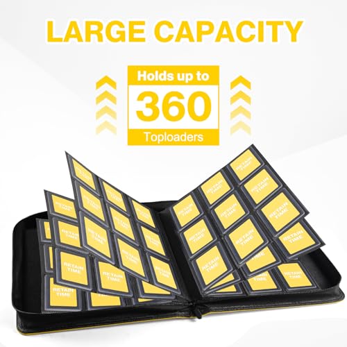 Image of Top Loader Binder 9 Pocket, Holds 360 Toploaders, 100 Toploaders INCLUDED | Toploader Binder for 3 inch x 4 inch Rigid Toploaders, Trading Card Binder for TCG, MTG, Sport Cards, PU Leather Cover, Side Loading