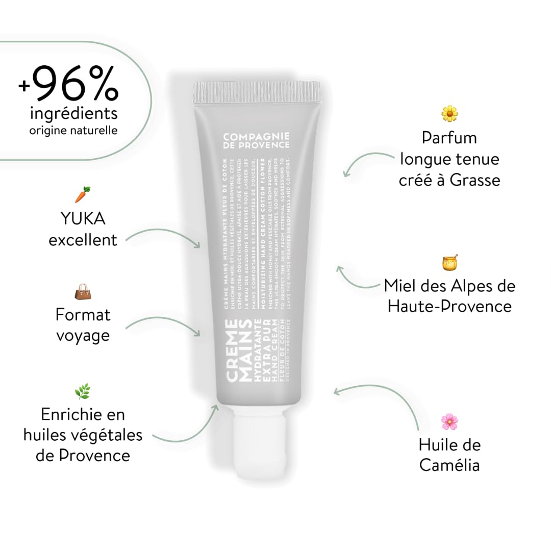 Compagnie De Provence Handcreme, feuchtigkeitsspendend, Duft Baumwollblüten, 30 ml