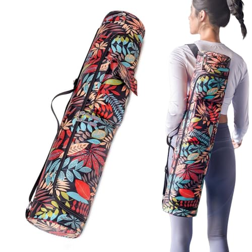 Yoga Mat Carrier with Pockets, Portable Exercise Bag - Bottle Pocket & Wet Compartment - For Women & Men