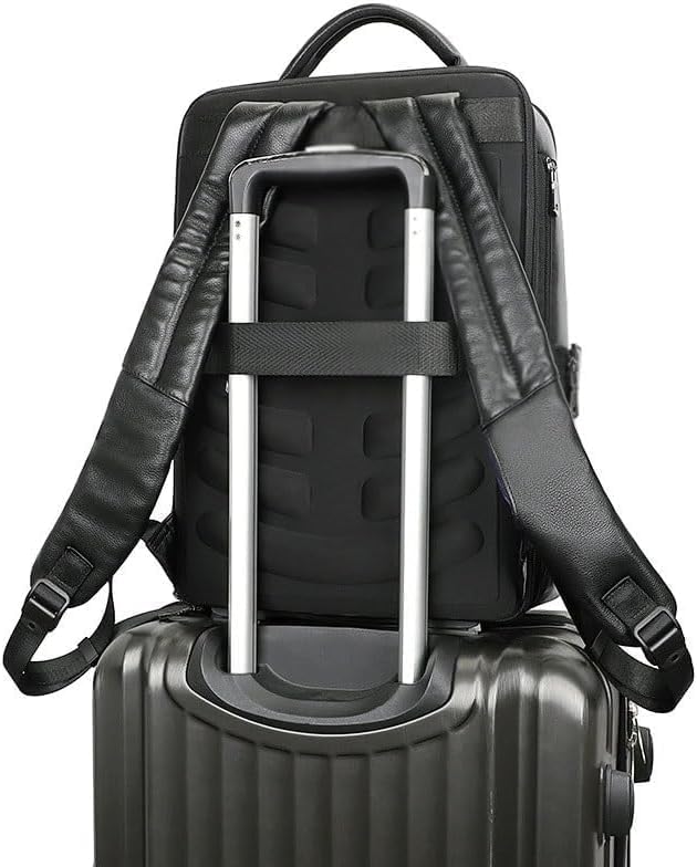 Miniatura 5 de Bolso de hombro de negocios de cuero genuino para hombre, mochila de viaje de piel de vaca, bolsa de mensajero para computadora portátil de gran