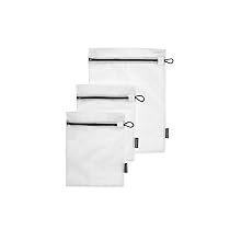 Brabantia – Sacca per il Lavaggio dei Capi Delicati – Sacchetto Protettivo in Rete per il Bucato per i Capi – Copertura Speciale a Strappo – Set di 3 in 2 Misure – White – 33 x 25 cm ,  45 x 33 cm