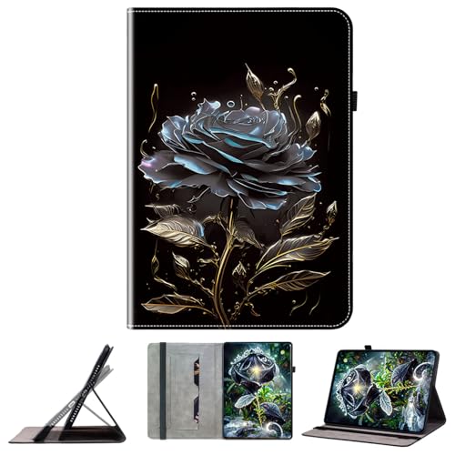 Étui MatePad Pro 11 2022 JZ Crystal Rose Noir avec support et fente portefeuille en cuir PU