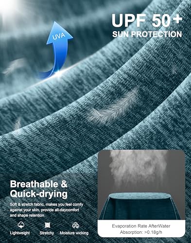 Image of Men's Sun Protection Hoodie Shirts Long Sleeve UPF 50+ Swim Shirts for Men Rash Guard Fishing Shirt Quick Dry