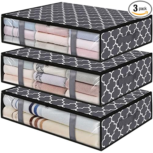 3Pack MultiFunctional Under Bed Storage Containers Bins with Handles