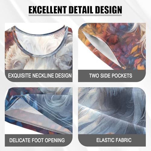 ALAZA Lion Flower Leaf Blossom Pajamas Set Short Sleeve Cotton Sleepwear Summer Pjs 2 Piece 5-14Y4