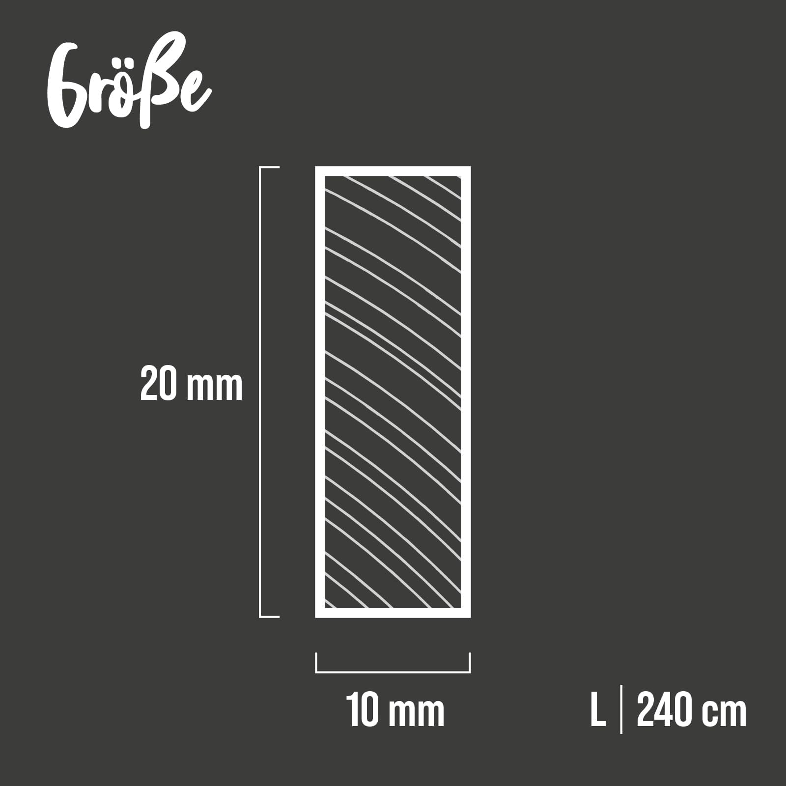 KGM 10x Rechteckleisten Kiefer 10x20 mm, Länge 2400 mm – Massivholz roh Holzleisten Bastelholz für DIY & Innenausbau