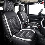 Aierxuan Jeep Wrangler JK JL 4-Door Seat Covers Full Set Custom Fit 2007-2026 Unlimited X Rubicon 392 Sahara Willys Sport High Altitude 4X4 Truck Pickup Waterproof Faux Leather (Full Set/Black-W)