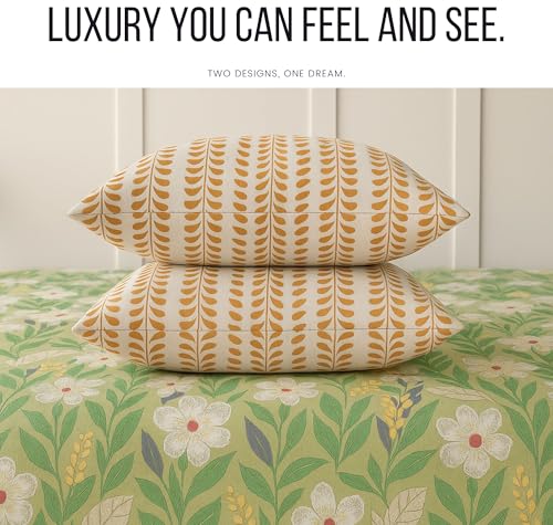 Image of VAS COLLECTIONS 100% Cotton Feel Bedsheet King Size (90x100) with 2 Pillow Covers | Soft, Breathable & Premium Printed (Olive Green)