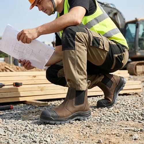 Image of Men's Slip On Soft /Composite Toe Slip Resistant Waterproof Puncture-proof Work Boots