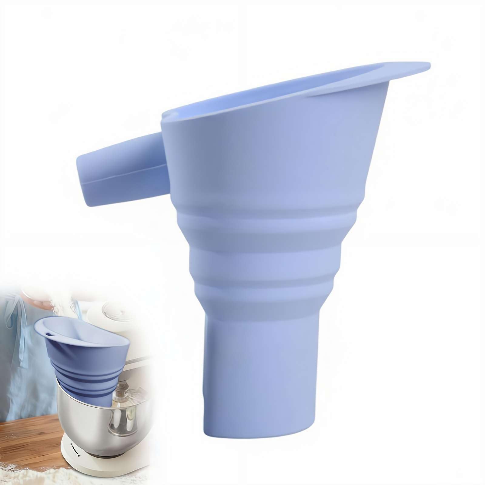 Mess-Free Flour Funnel for Kitchen Mixer,Food-Grade Silicone Funnel,Stand Mixer Attachment for 5 Qt Tilt-Head Models,Kitchenai-d Mixers Accessories,Dishwasher Safety,Easy Pour & Durable