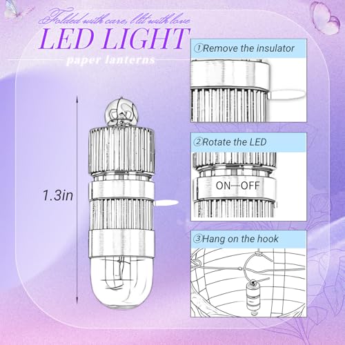 Image of Light Purple Chinese Paper Lanterns with LED Lights, 10-Pack 10in | Hanging Lights for Easter, Graduation, Birthday Decorations, Ceiling Decor, Home Party & Tea Party