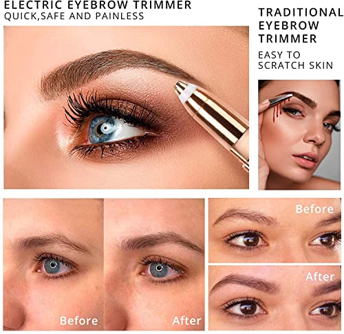 ENINAS Eyebrow Trimmer for Women, 2 in 1 Rechargeable Facial Hair Remover with Replaceable Heads, Professional Painless Personal Hair Removal... - Image 4