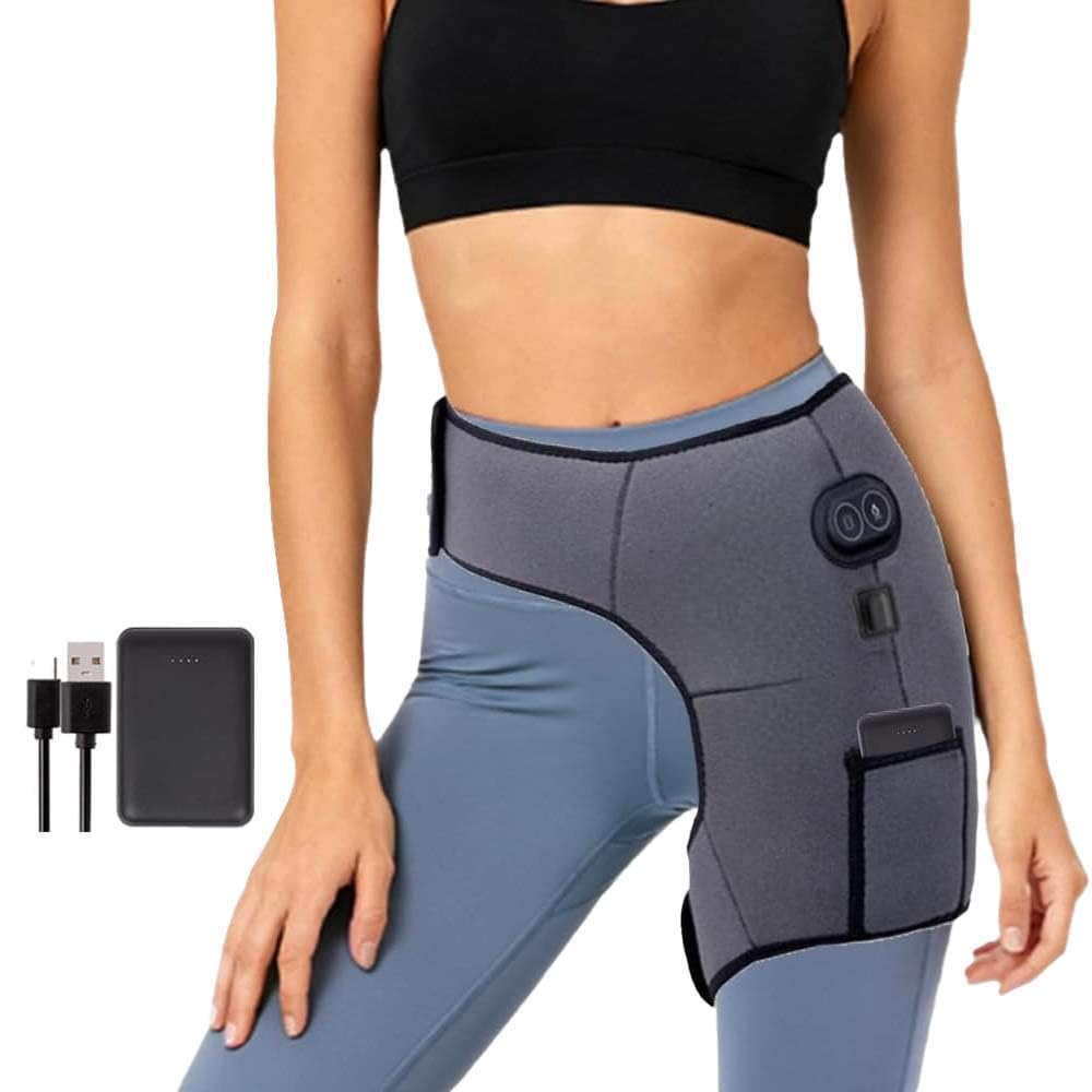 Coussin chauffant sans fil pour soulager la douleur sciatique, 3 niveaux de chaleur, coussin chauffant pour les hanches avec 6 modes de massage par vibration, enveloppe chauffante avec batterie