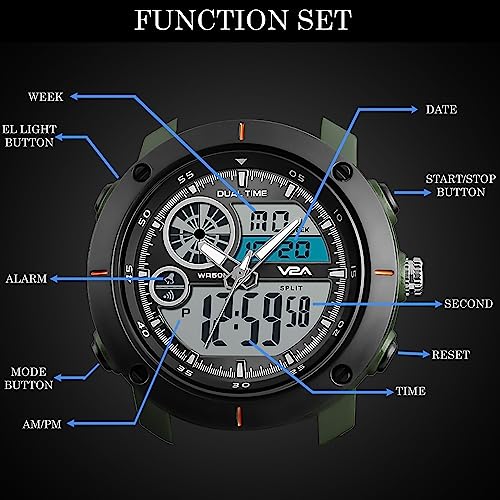 V2A S-Shock Military Green Analog Digital Watch - Image 7